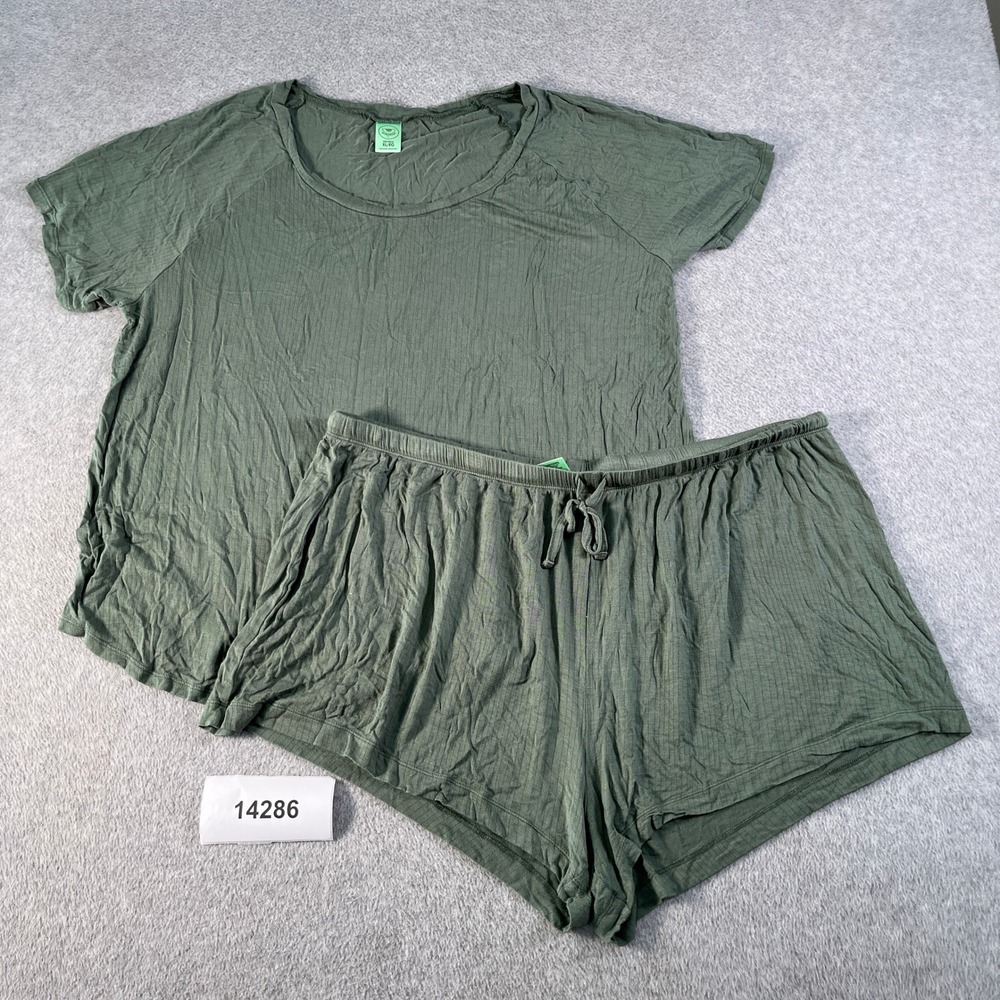 Honeydew Pajama Set Womens XL Green Stretch Ribbed Short Sleeve Outdoor Lot Of 2